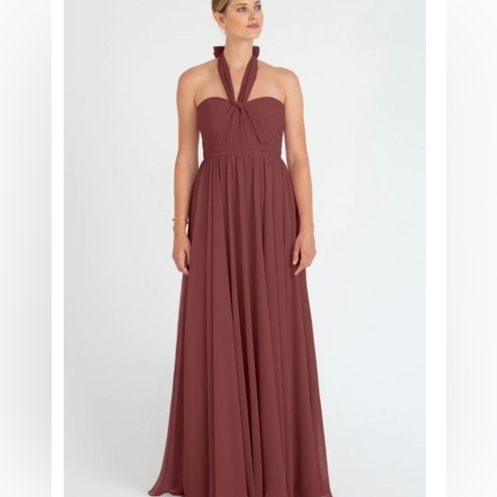 Jenny woo cinnamon rose colored dress